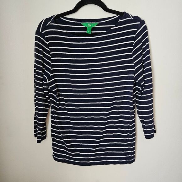 dip Tops - Dip Top Striped Navy White 3/4 Sleeves Crewneck Casual Neutral Comfy Staple